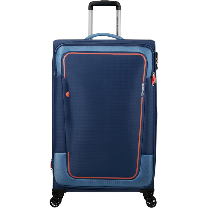 Валіза American Tourister Pulsonic Spinner L 81 см, розширювана, 113/122 л, синя (Combat Navy), для подорожей