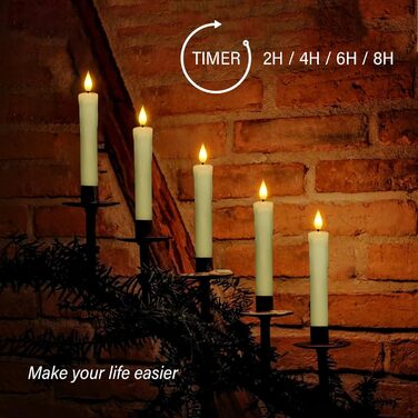 LED свічки PChero з пультом, набір 6 шт., електричні короткі воскові свічки з ефектом мерехтливого полум'я і таймером для декору на Хелловін, Новий рік, вечірки, кімнату, вітальню