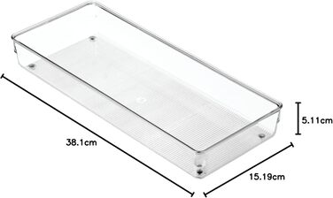 Органайзер для столових приборів iDesign Linus, прозорий пластик, 2 шт, 15,24x38,1x5,08 см