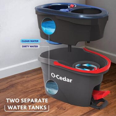 Змінні насадки O-Cedar EasyWring для мопа, мікрофібра, пластиковий відро-спін, система очищення підлоги, 2 додаткові насадки, RinseClean
