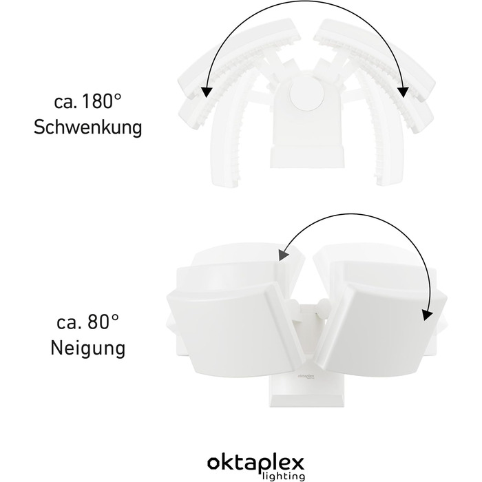 Світлодіодний вуличний прожектор Oktaplex Cali Dos, 40Вт, 3000K, IP65, білий, обертається, для фасаду, LED настінний світильник