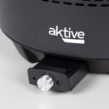 Портативний бездимний вугільний гриль Aktive, акумуляторний, прямокутний, з піддоном для жиру, 45x28x19 см, з чохлом, для тераси та балкона, чорний