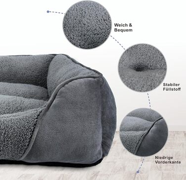 Ліжко для собак FURTIME XXL, м'яке, антистрес, для середніх і великих порід, знімний чохол, не ковзає, 106x80x23 см