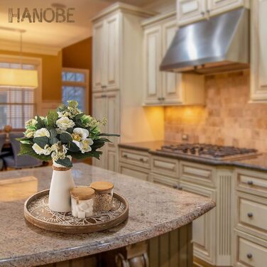 Дерев'яне декоративне піднос Hanobe 30 см, вінтаж, круглий, для свічок, сервірування, кухня, стіл, бохо-шик, браун