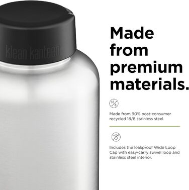 Пляшка для води KleanKanteen Wide з нержавіючої сталі, універсальний розмір
