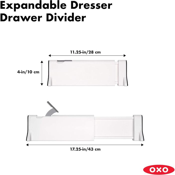 OXO розширюваний роздільник для шухляд, пластиковий, білий