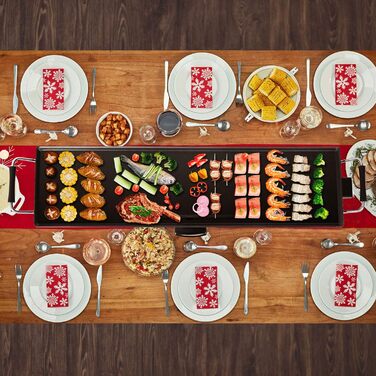 Електричний гриль GOPLUS 1800 Вт, антипригарна гриль-плита Teppanyaki, настільний гриль з регульованим термостатом і знімною жирозбірною чашею, велика поверхня для барбекю та вечірок, 90x23 см