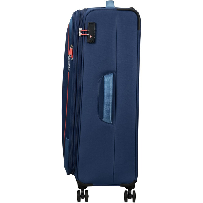 Валіза American Tourister Pulsonic Spinner L 81 см, розширювана, 113/122 л, синя (Combat Navy), для подорожей