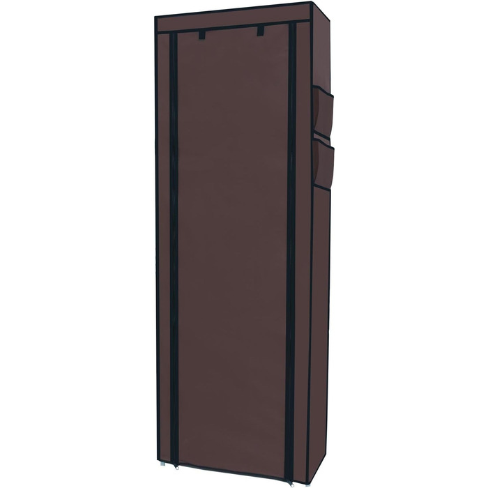 Тканинна шафа INTIRILIFE 170x58x28 см з блискавкою, 9 полиць, кокосово-коричнева, для одягу і взуття, розкладна, для кемпінгу
