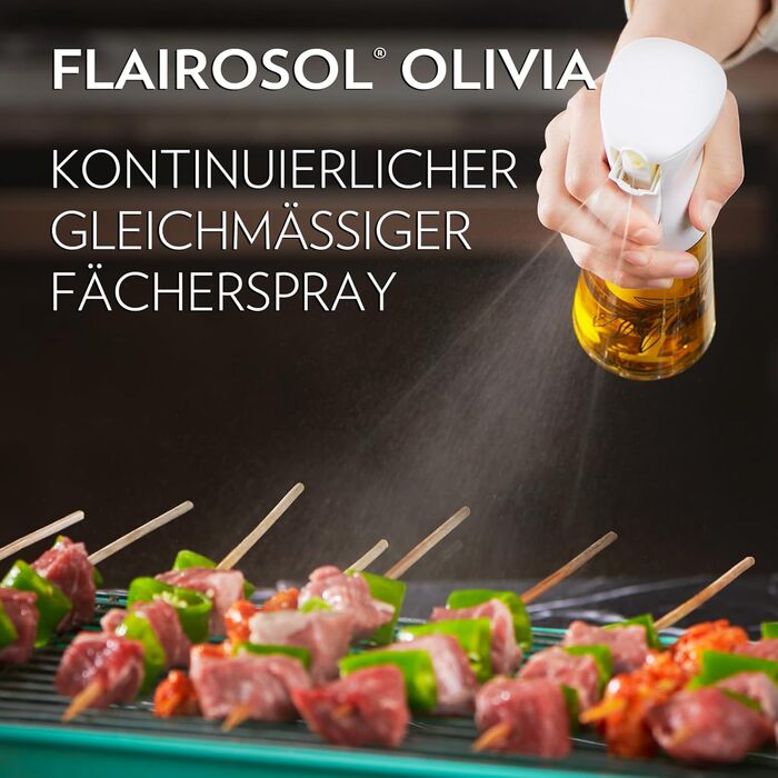 Скляний олійний спрей FLAIROSOL OLIVIA 200 мл з дозуванням, для кухні, салатів, гриля, випічки, золоті листя