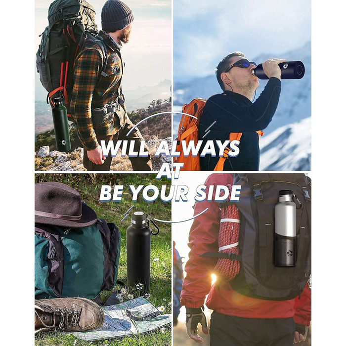 Термос-бутилка FEIJIAN FJbottle 316 з нержавіючої сталі, вакуумна, 750/1000 мл, з карабіном, BPA Free, герметична спортивна пляшка для спорту, роботи та подорожей