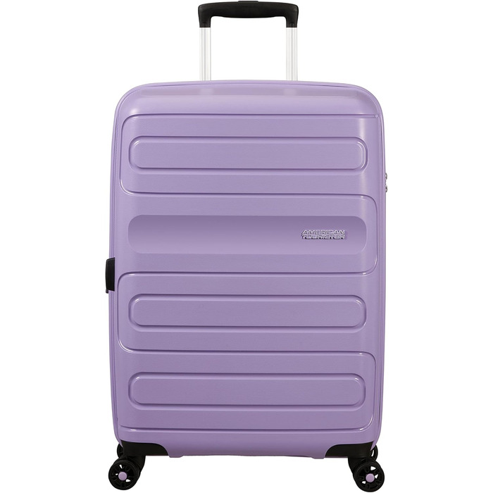 Валіза American Tourister Sunside Spinner L, розширювана, чорна та лавандова, 77 см, 118 л, поліпропілен