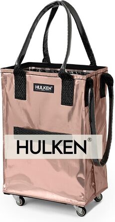 Сумка-візок HULKEN Klein рожеве золото, багаторазова, на колесах, до 30 кг, складана, з міцними ручками та блискавкою