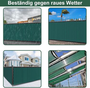 Захисна сітка BeGrit для паркану 2x5 м, зелена, HDPE, вітрозахисна, UV-захист, 90% затінення, з отворами та кабельними стяжками