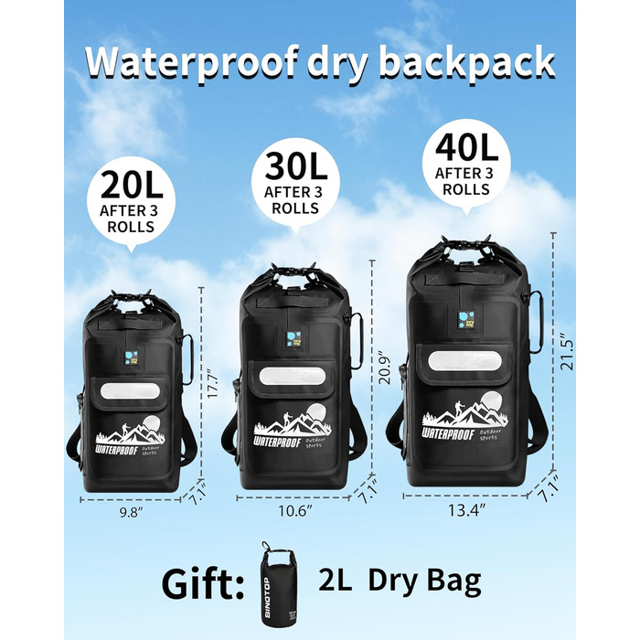 Водонепроникний рюкзак-мішок IDRYBAG для каякінгу, 20/30/40 л, плаваючий сухий мішок для водного спорту, герметична сумка-рюкзак