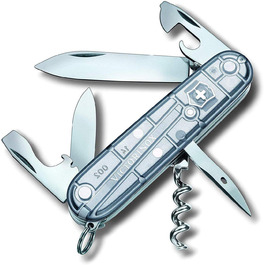 Ніж-мультитул Victorinox Spartan 12-в-1, швейцарський армійський ніж, лезо, штопор, сріблястий прозорий