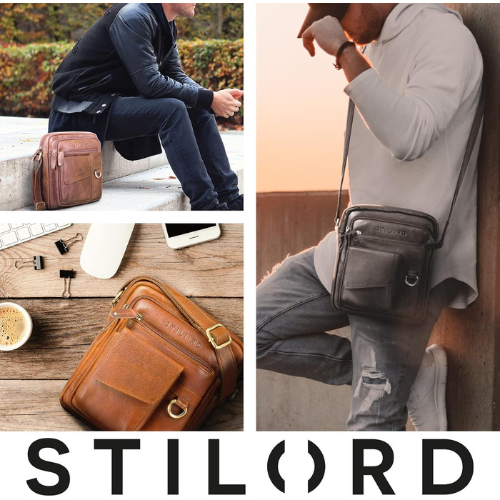 Чоловіча шкіряна сумка через плече STILORD Ryan, вінтажна крос-боді для iPad 9,7'', месенджер, коричнева, натуральна шкіра