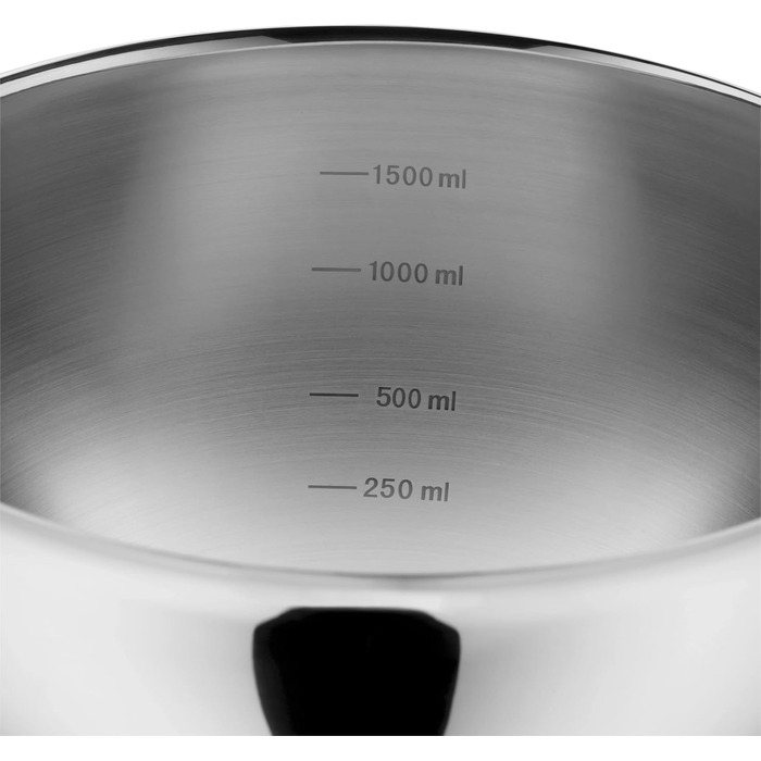 Миска WMF Function Bowls 1,25 л, 20 см, полірована нержавіюча сталь Cromargan, для змішування, підходить для посудомийки, штабельована