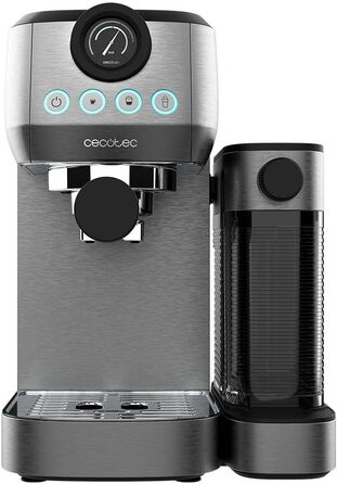 Кавоварка Cecotec Cafelizzia 790 Steel Pro, 1350 Вт, еспресо та капучино, термоблок, 20 бар, манометр, автоматичний режим, поворотна парова трубка, резервуар 1,2 л, нержавіюча сталь, з манометром, для молока