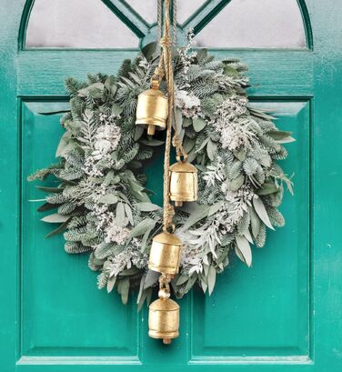 Вінтажний дзвін Shabby Chic із металу — підвісна новорічна декоративна корова, велика ручна робота, рустикальна дзвіночна прикраса для ялинки, настінний декор, вітровий дзвін, для дому