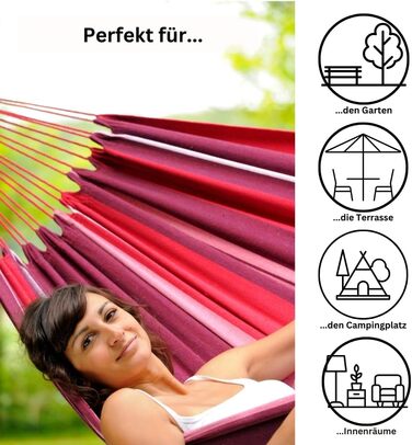 Гамак AMAZONAS Salsa L, EllTex, бавовна+поліестер, 210x140 см, до 150 кг, для вулиці, колір червоно-синій
