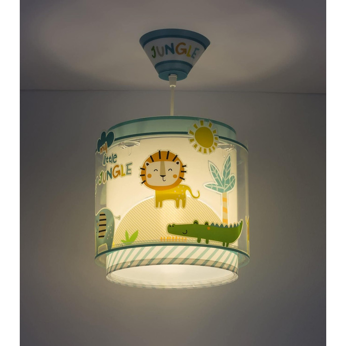 Дитяча підвісна лампа Dalber My Little Jungle із зображенням левів, слонів, жирафів і крокодила, кольорова