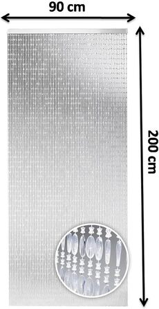 Декоративна дверна штора з намистин Kobolo Diamonds 90x200 см — перлинна фіранка для балкона, тераси, захист від сторонніх поглядів