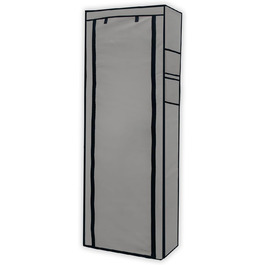 Тканинна шафа INTIRILIFE з блискавкою 170x58x28 см, 9 полиць, для одягу та взуття, розкладна, для кемпінгу, сірий
