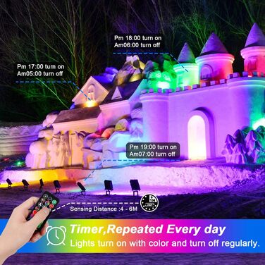 RGB LED прожектор для вулиці 40Вт з пультом, 120 кольорів, 5 режимів, IP66, 4000Лм, холодне біле світло, для саду, двору, гаража, комплект 2 шт.