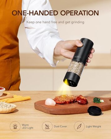 Sangcon електричні млинки для солі та перцю, 2 шт, USB зарядка, з LED підсвіткою, велика ємність, автоматичне помел, регульований ступінь помелу, універсальні