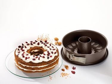 Форма для випікання Dr. Oetker Back-Edition, 28 см, кругла, сталева, з антипригарним покриттям, 2 змінних дна (плоске і трубчасте), коричнева