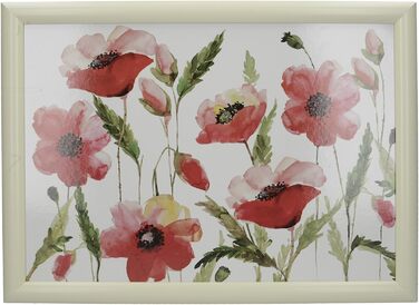 Креативне підкладне столик-лоток CreativeTops Watercolour Poppy з подушкою, багатофункціональний піднос для сніданку в ліжко чи на диван, з м'якою основою, 43,5×34 см, різнокольоровий, з малюнком маків