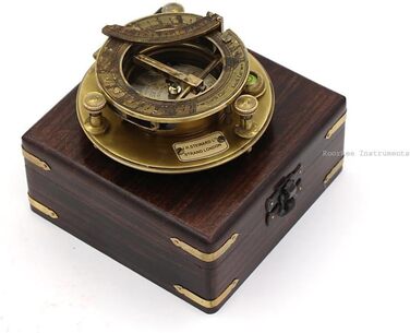 Вінтажний латунний компас Roorkee Instruments India з дерев'яною шкатулкою, подарунок для моряків, туристичний сонячний компас для навігації, кемпінгу та походів