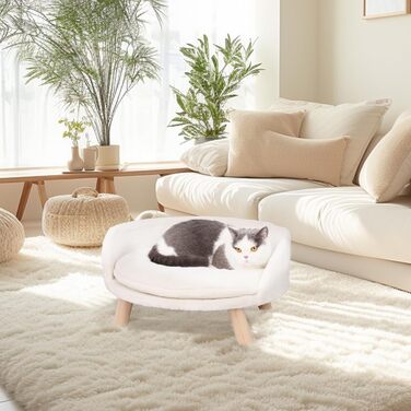 Розкішний диван для котів Katzensofa, велике котяче крісло з подушкою, підняте ліжко для котів і малих собак, 40 см, бежевий