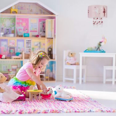 Дитяча підвісна лампа для дівчаток Relaxdays з балериною, рожевий світильник у дитячу кімнату зі зірками, 30x30x140 см