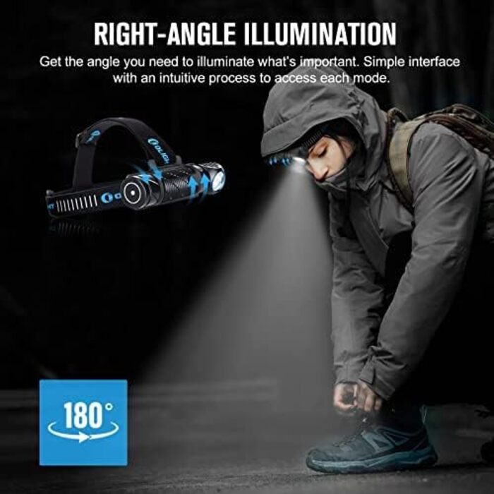 Налобний ліхтар OLIGHT Perun 2, 2500 люменів, 166 м, USB-зарядка, 5 режимів, таймер, акумулятор, для бігу, риболовлі, кемпінгу, чорний