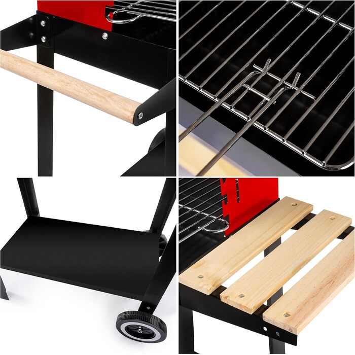 Вугільний гриль Five-Star Grill&Chill, садовий, хромована решітка 50×26,5 см, 2 колеса, модель GC0010