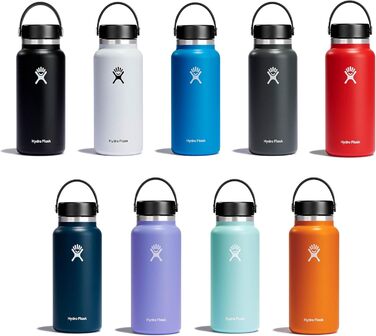 Термобутилка HYDRO FLASK 1180 мл із нержавіючої сталі, ізольована спортивна пляшка для води з герметичною кришкою Flex Cap, ремінцем, Berry, підходить для посудомийки