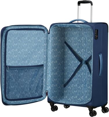 Валіза American Tourister Pulsonic Spinner L 81 см, розширювана, 113/122 л, синя (Combat Navy), для подорожей