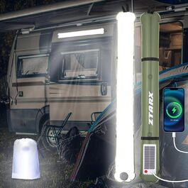 Qoolife LED кемпінг-лампа акумуляторна, складана сонячна лампа-ліхтар із двома способами зарядки, магнітним кріпленням, водонепроникна, для кемпінгу, 85 см