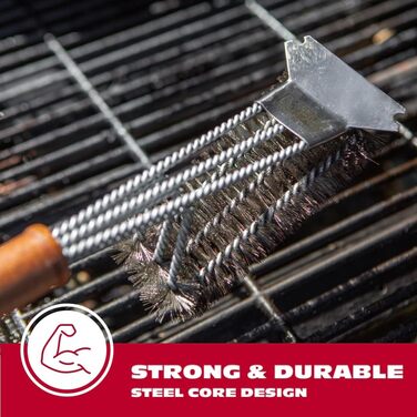 Безщетинкова щітка для гриля BBQ-AID 45,7 см, з нержавіючої сталі, зручна для очищення всіх типів грилів, безпечна щітка та скребок для гриль-набору