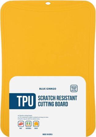 Гнучка кухонна дощечка Blue Ginkgo з TPU, середня, жовта, виробництво Корея, безпечна для ножів, довговічна