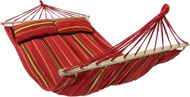 Подвійний гамак з планкою 240x150 см, до 300 кг, з 2 подушками, для вулиці, індонезійський стиль