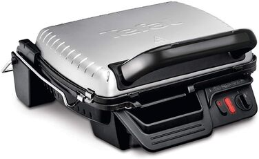 Контактний гриль Tefal GC3060 3в1 з функцією запікання, антипригарним покриттям, регульованим термостатом, подвійною гриль-поверхнею для стейків, сендвічів, паніні, настільний електрогриль, сірий