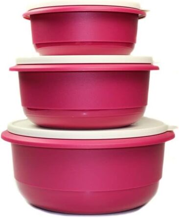 Миска для замішування Tupperware Pro 1,0 л, 2,0 л, 3,5 л, темно-рожева, набір для тіста