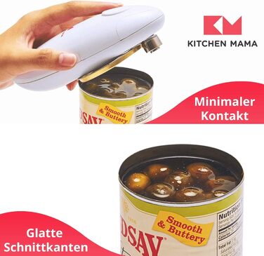 Автоматична електрична відкривачка для консервів Kitchen Mama, безпечна, зручна, без рук, гладкий край, харчова сталь, на батарейках, червона