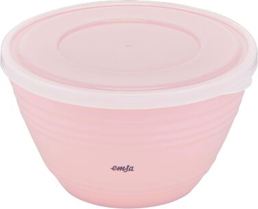 Миска для змішування Emsa Prep&Bake 1,7 л, пластикова, з кришкою, рожевого кольору, для зберігання у холодильнику, нековзне дно, стійка, можна мити в посудомийній машині