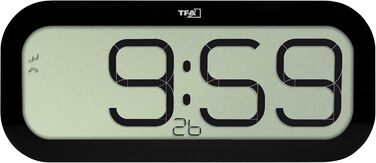 Цифровий настінний годинник TFA Dostmann з радіокеруванням, 5 мелодій годинника (Big Ben, птах, зозуля, дзвони, співаюча чаша), будильник, LED-дисплей, білий (чорний)