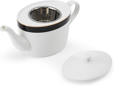 Чайник Mikasa Luxe Deco порцеляновий, 1.1 л, з фільтром, арт-деко, золото, для 4 чашок, підходить для посудомийки