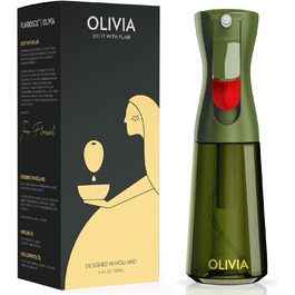 Скляний олійний спрей FLAIROSOL OLIVIA 200 мл, безперервне розпилення, контроль порцій, для кухні, салатів, грилю, випічки, зелений